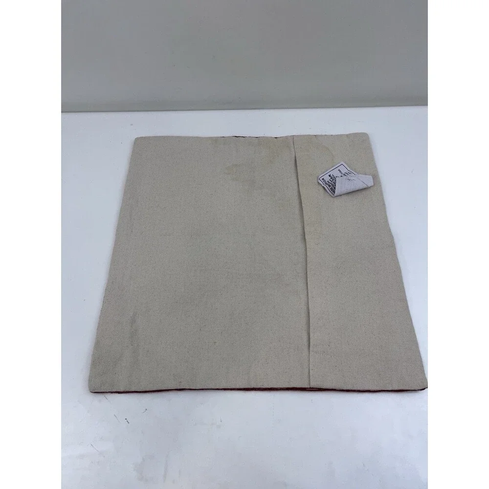 Kashmir Pillow Cushion Cover Wool 18” square Techmaldar Chain Stitch
